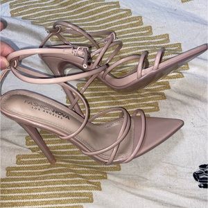 Nude Strappy Stiletto heels -Pointed Toe